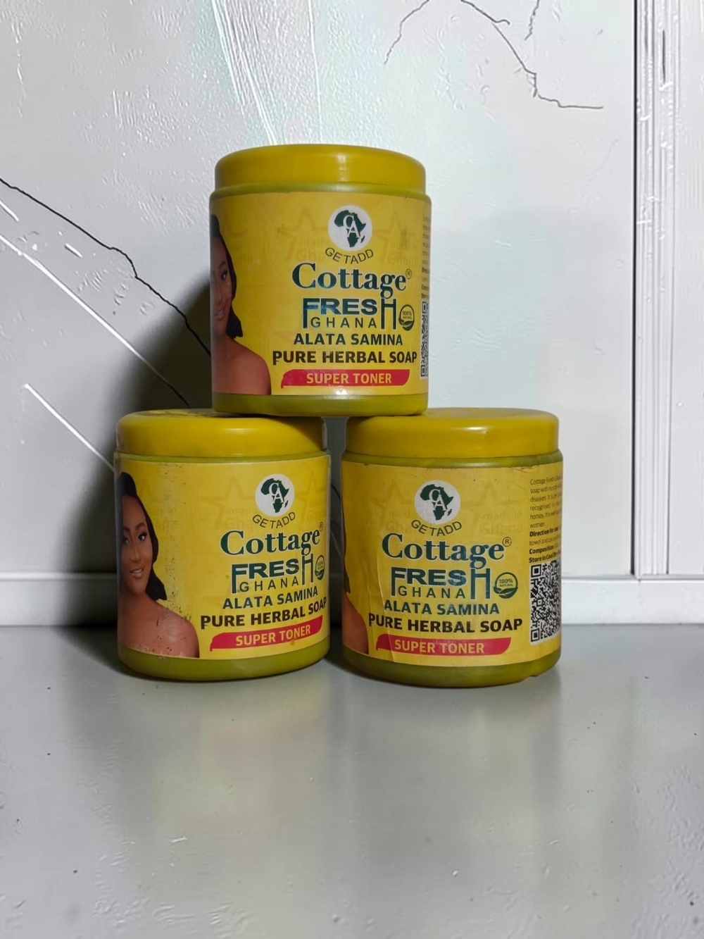 X3 Getadd Cottage Fresh Ghana Alata Samina Pure Herbal Soap 3pieces - Yellow